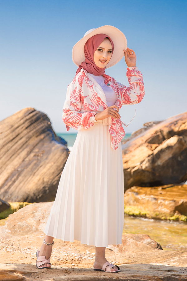 Düz Gömlek Yaka Kadın Kırmızı 9063 GÖMLEK - 9063