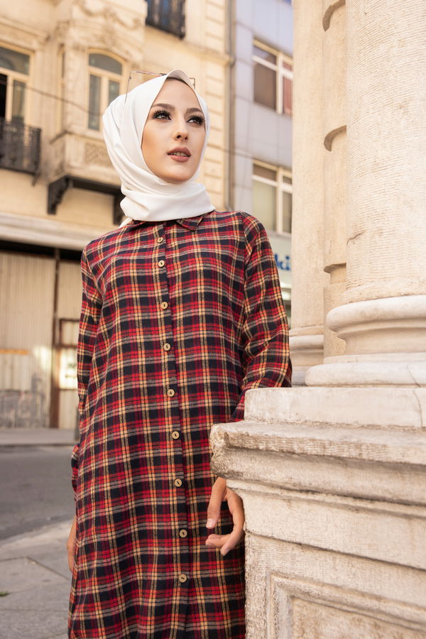 Düz Gömlek Yaka Kadın Sarı TUNIK - 3294 Sarı