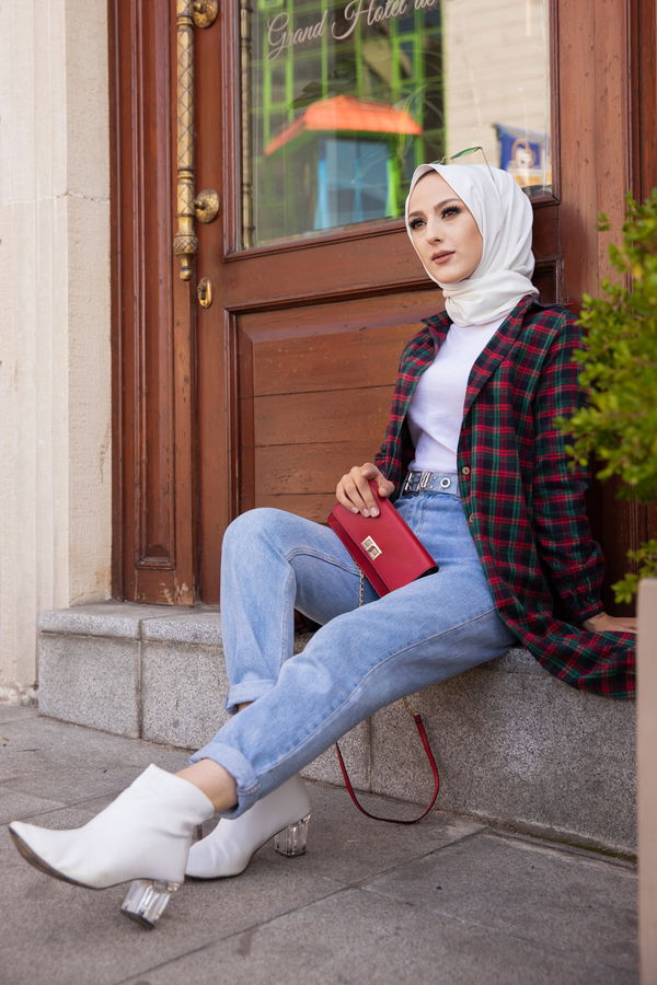 Düz Gömlek Yaka Kadın Yeşil TUNIK - 3294 YEŞİL