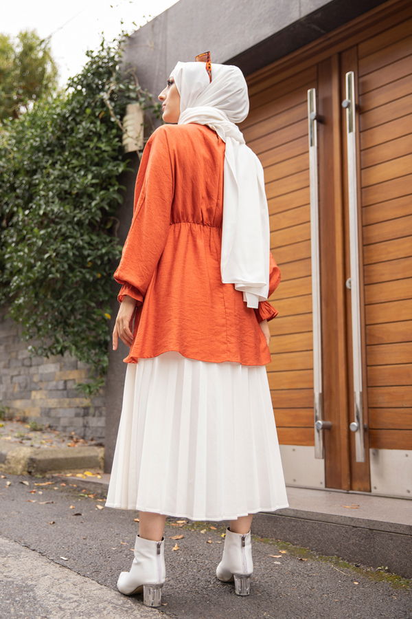 Düz Bisiklet Yaka Kadın Kiremit 3265 TUNIK - 3265 KİREMİT
