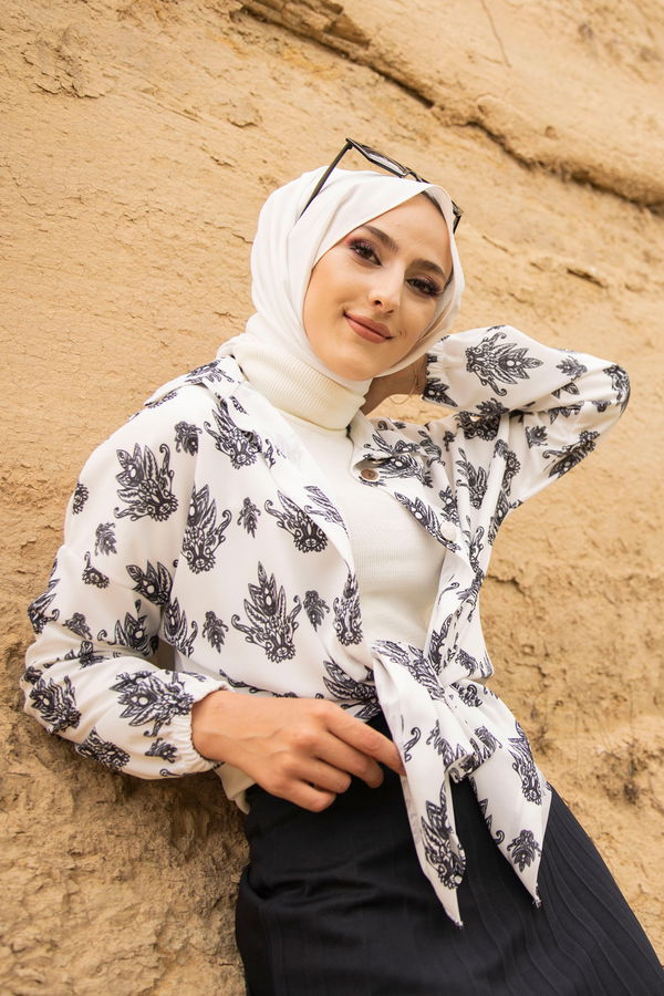Düz Gömlek Yaka Kadın Siyah 9082 GOMLEK - 9082 SİYAH