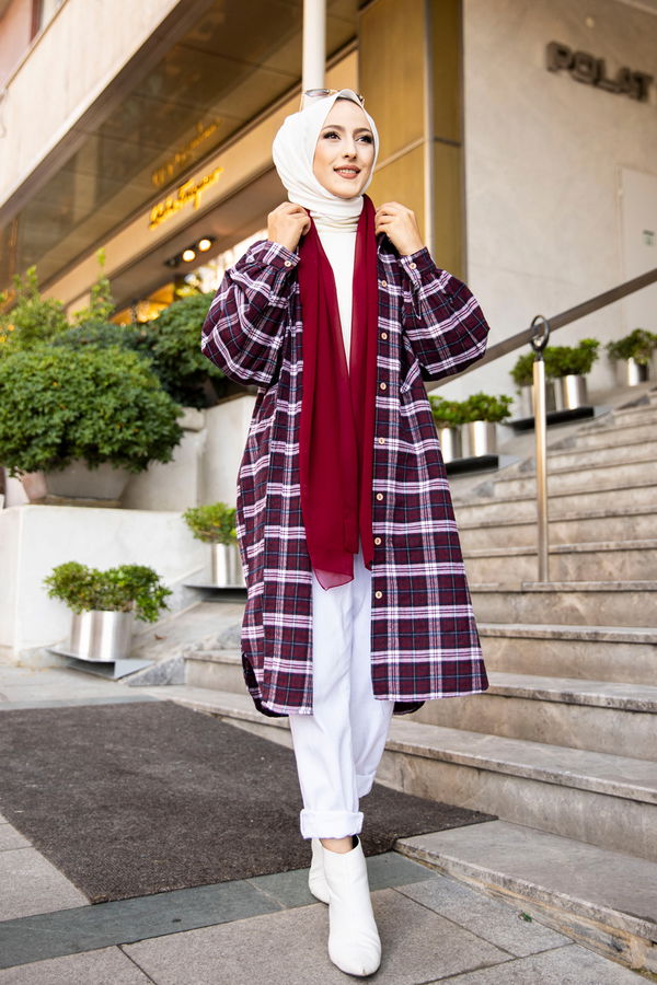 Düz Gömlek Yaka Kadın Lacivert 8623 TUNIK - Mavi - STD - 8623