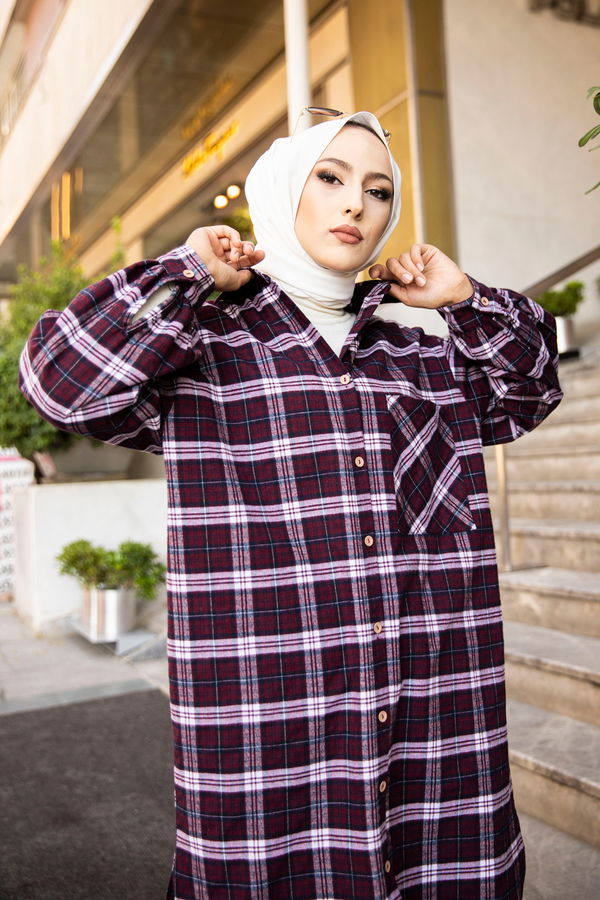 Düz Gömlek Yaka Kadın Lacivert 8623 TUNIK - Mavi - STD - 8623