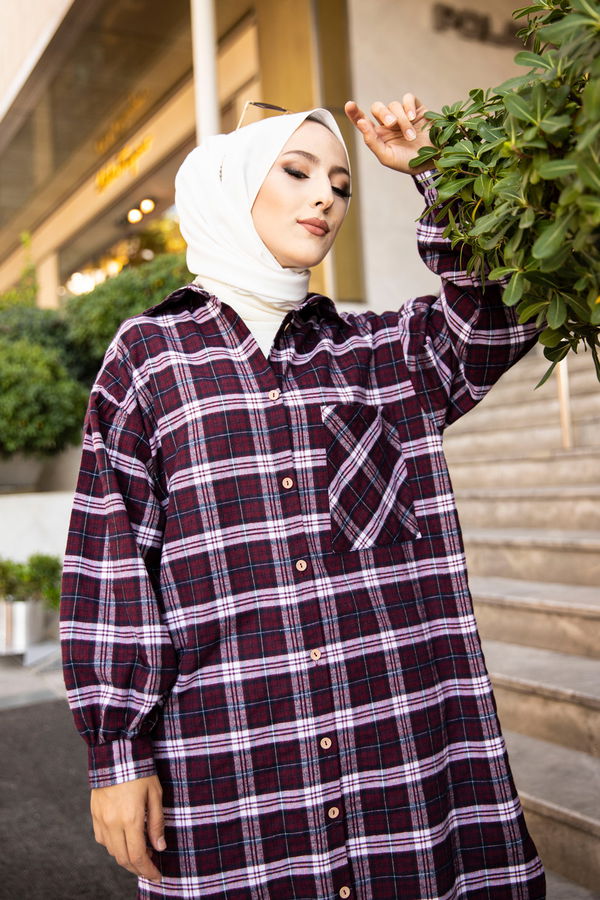 Düz Gömlek Yaka Kadın Lacivert 8623 TUNIK - Mavi - STD - 8623