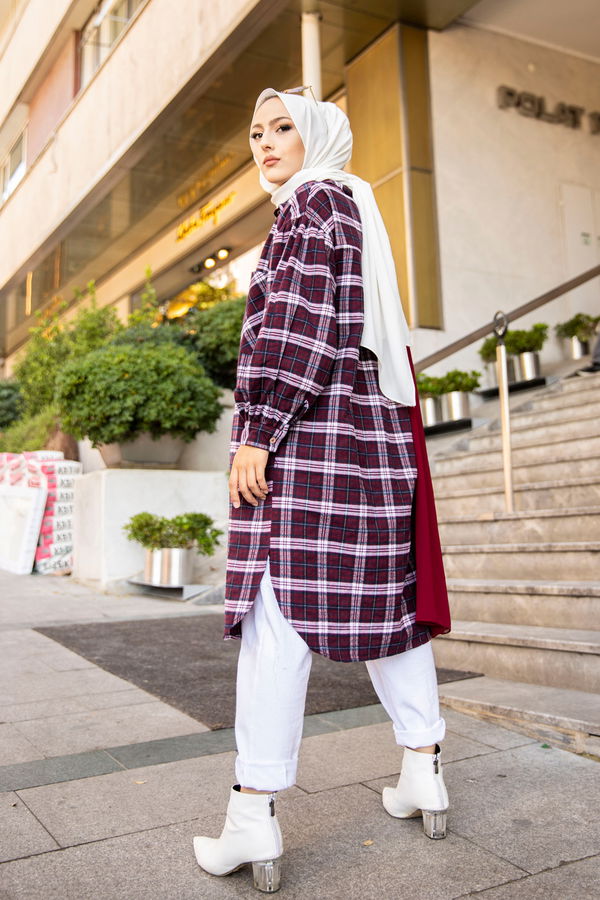 Düz Gömlek Yaka Kadın Lacivert 8623 TUNIK - Mavi - STD - 8623