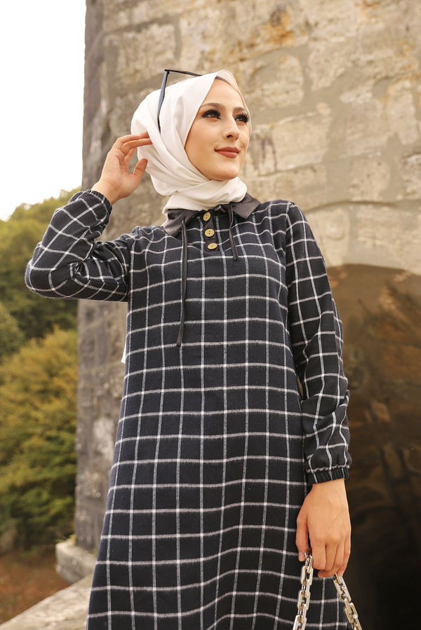 Düz Gömlek Yaka Kadın Siyah 3310 TUNIK - Yeşil - 46 - 3310 SİYAH