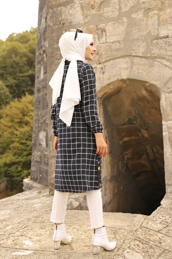 Düz Gömlek Yaka Kadın Siyah 3310 TUNIK - Yeşil - 46 - 3310 SİYAH