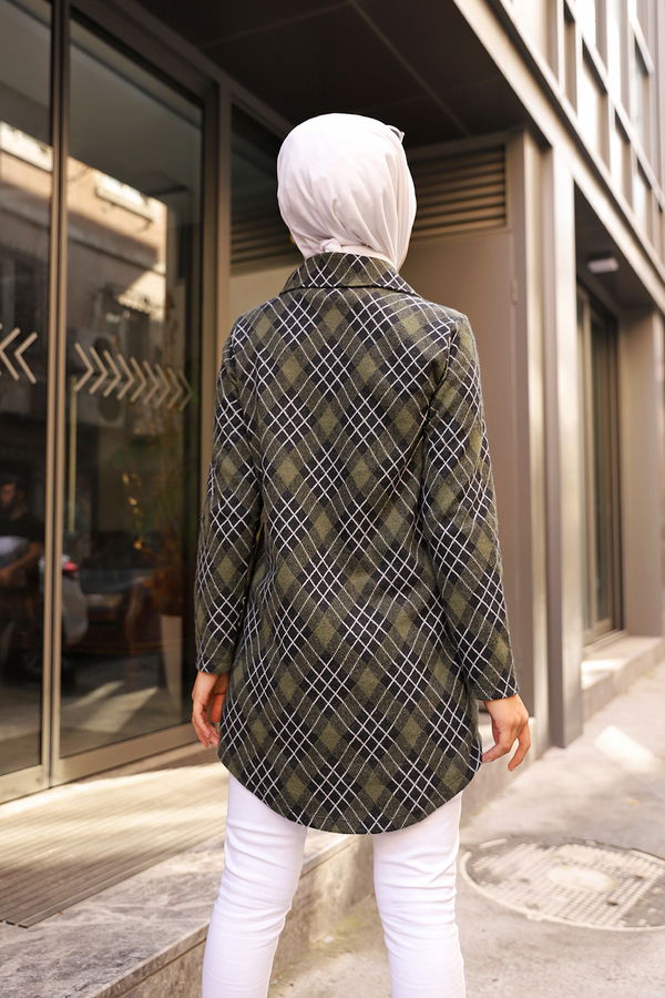 Düz Gömlek Yaka Kadın Haki 3345 TUNIK - 3345 HAKİ