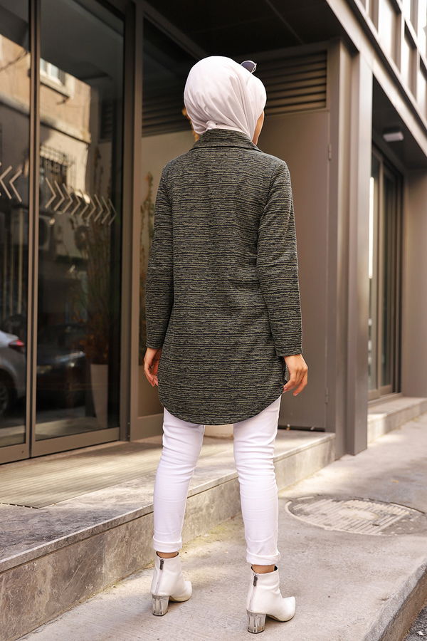 Düz Gömlek Yaka Kadın Haki 8629 TUNIK - 8629