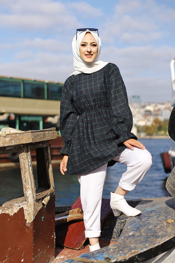 Düz Bisiklet Yaka Kadın Lacivert 8613 YARASA KOL TUNİK - Zümrüt - 46 - 8613 LACİVERT