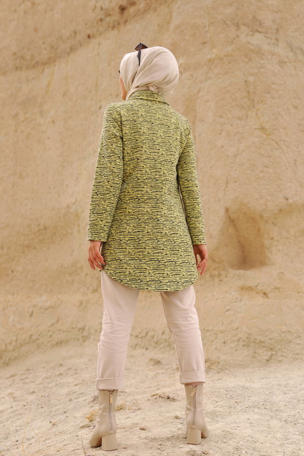 Düz Gömlek Yaka Kadın Sarı 8629 TUNIK - 8629 Sarı