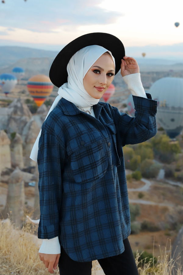 Düz Orta Kadın Lacivert Gomlek - 13200 LACİVERT