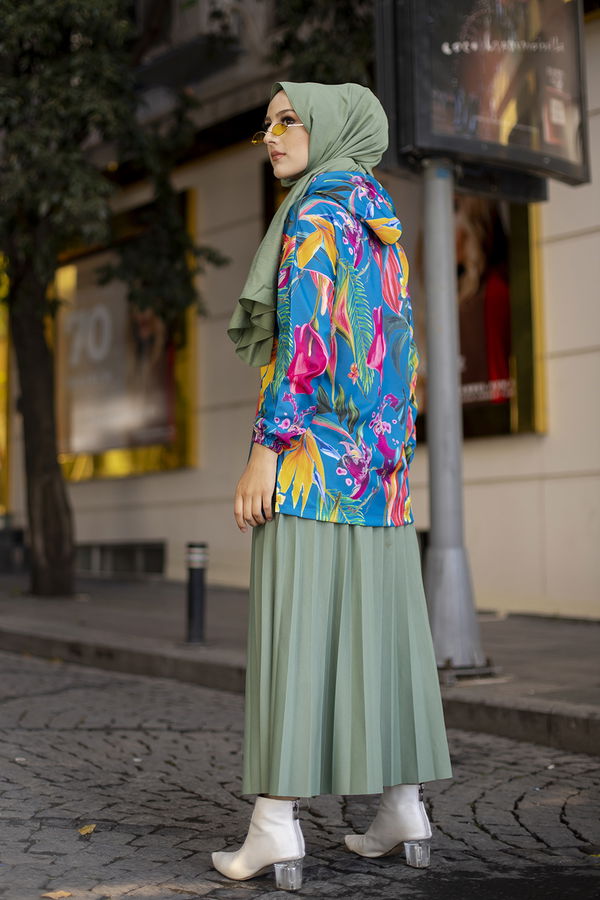 Düz Orta Kadın Mavi 9106 TUNIK - 9106