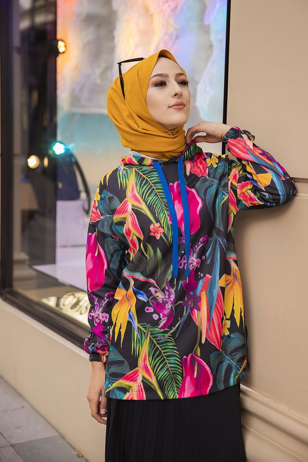 Düz Orta Kadın Siyah 9106 TUNIK - 9106