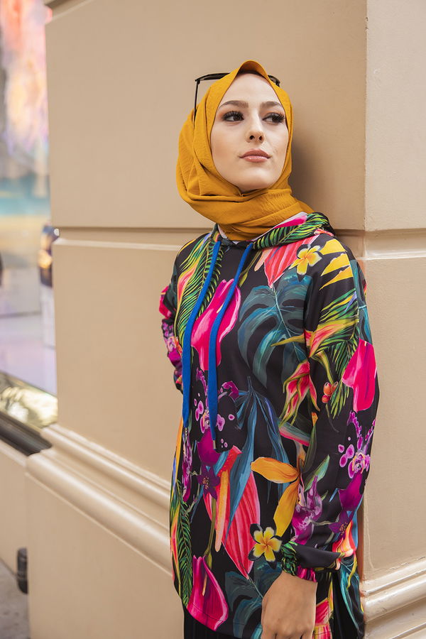 Düz Orta Kadın Siyah 9106 TUNIK - 9106
