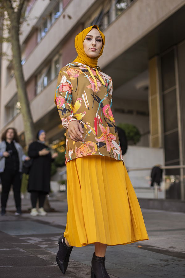 Düz Orta Kadın Sarı 9108 TUNIK - 9108 Sarı