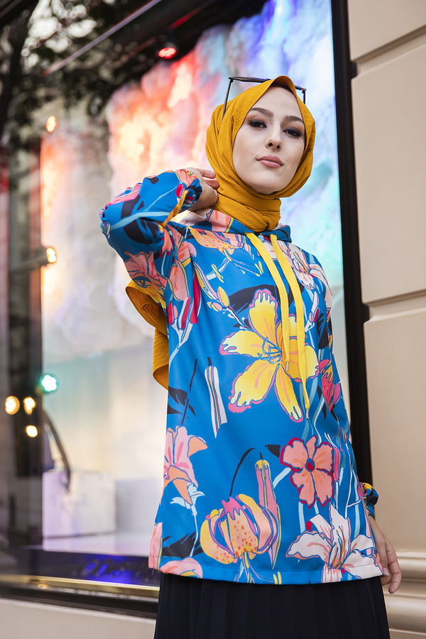 Düz Orta Kadın Mavi 9108 TUNIK - 9108 MAVİ