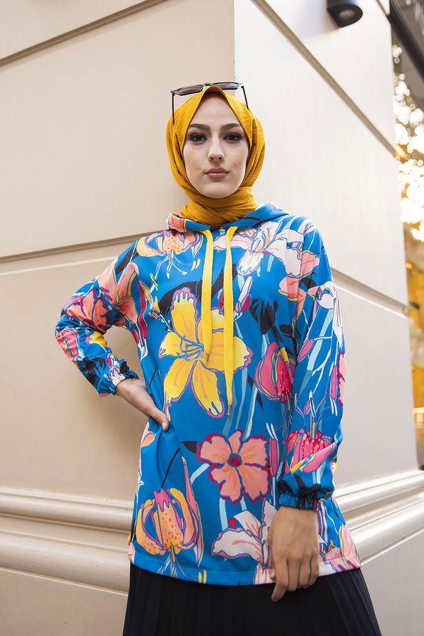 Düz Orta Kadın Mavi 9108 TUNIK - 9108 MAVİ