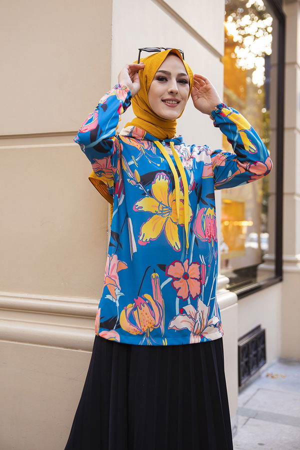 Düz Orta Kadın Mavi 9108 TUNIK - 9108 MAVİ