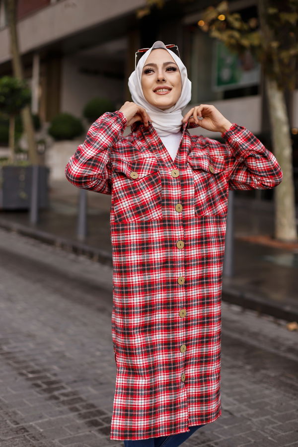 Düz Gömlek Yaka Kadın Antrasit TUNIK - 9091 ANTRASİT