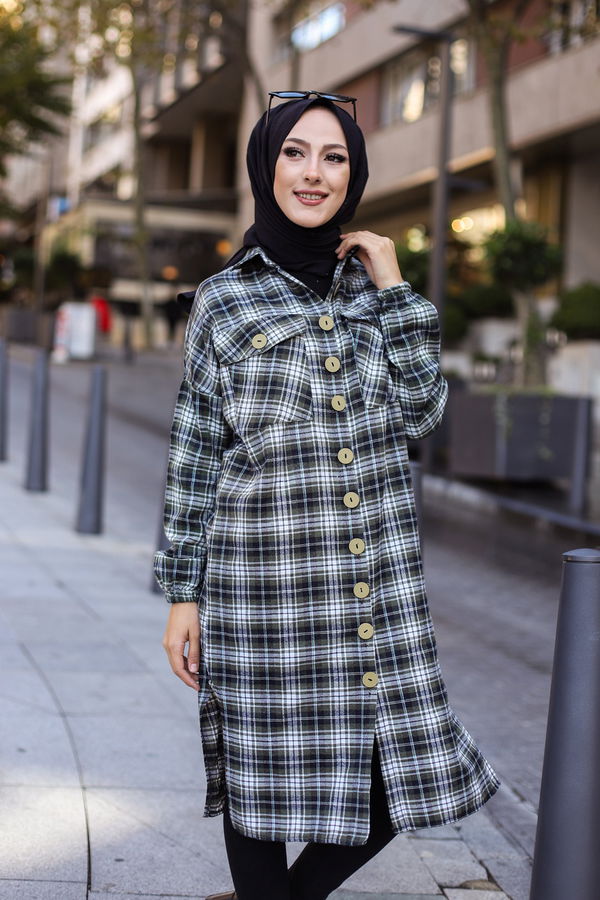 Düz Gömlek Yaka Kadın Siyah TUNIK - 9091 SİYAH