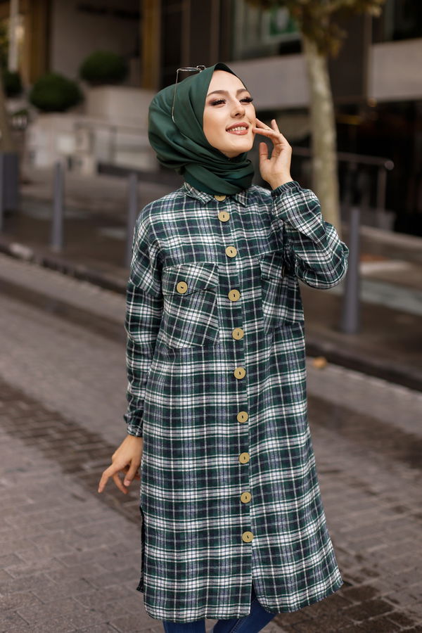 Düz Gömlek Yaka Kadın Siyah TUNIK - 9091 SİYAH