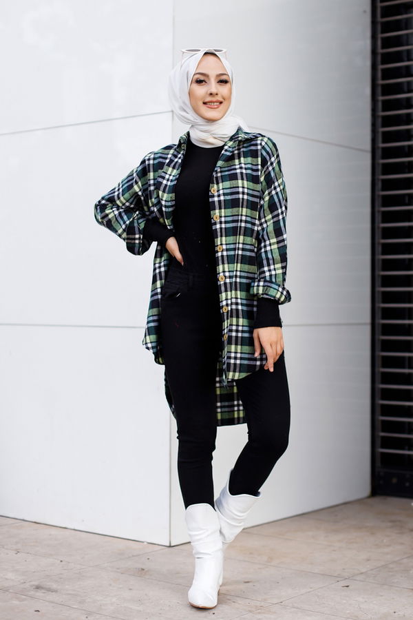 Düz Gömlek Yaka Kadın Lacivert YARASA KOL TUNIK - 3298 LACİVERT