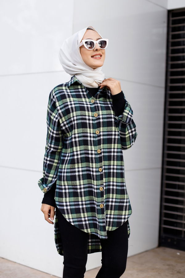 Düz Gömlek Yaka Kadın Lacivert YARASA KOL TUNIK - 3298 LACİVERT