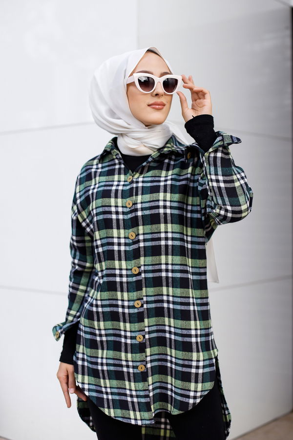 Düz Gömlek Yaka Kadın Lacivert YARASA KOL TUNIK - 3298 LACİVERT