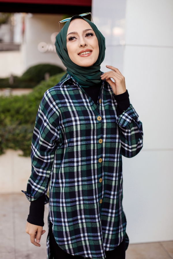 Düz Gömlek Yaka Kadın Siyah YARASA KOL TUNIK - 3298 SİYAH