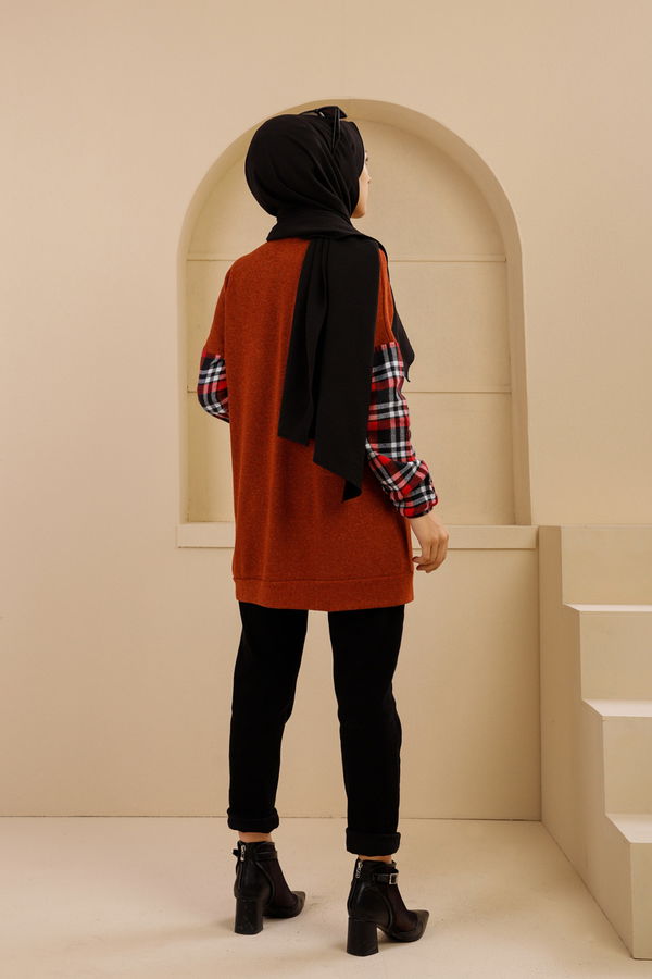 Düz Bisiklet Yaka Kadın Kiremit 5279 TUNIK - 5279 KİREMİT