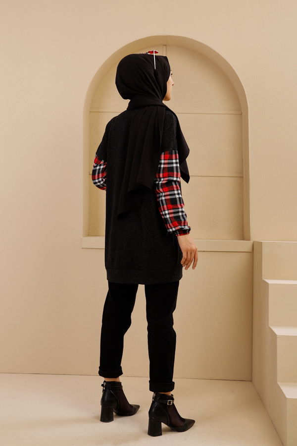 Düz Bisiklet Yaka Kadın Siyah 5279 TUNIK - 5279 SİYAH
