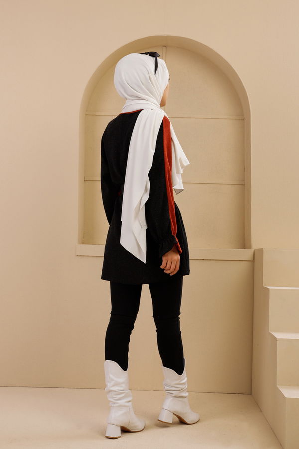 Düz Bisiklet Yaka Kadın Kiremit 5282 TUNIK - 5282 KİREMİT