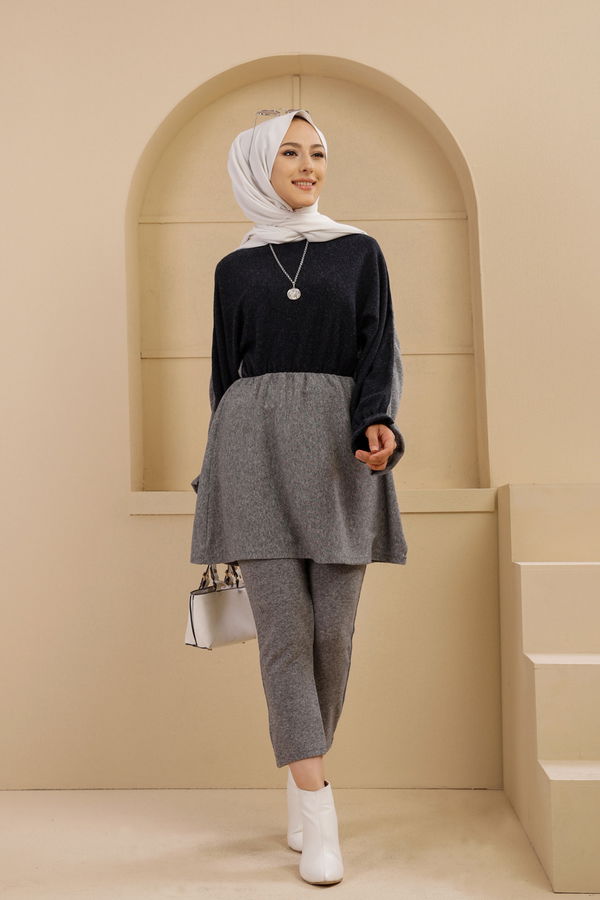 Düz Bisiklet Yaka Kadın Lacivert 5282 TUNIK - 5282 LACİVERT