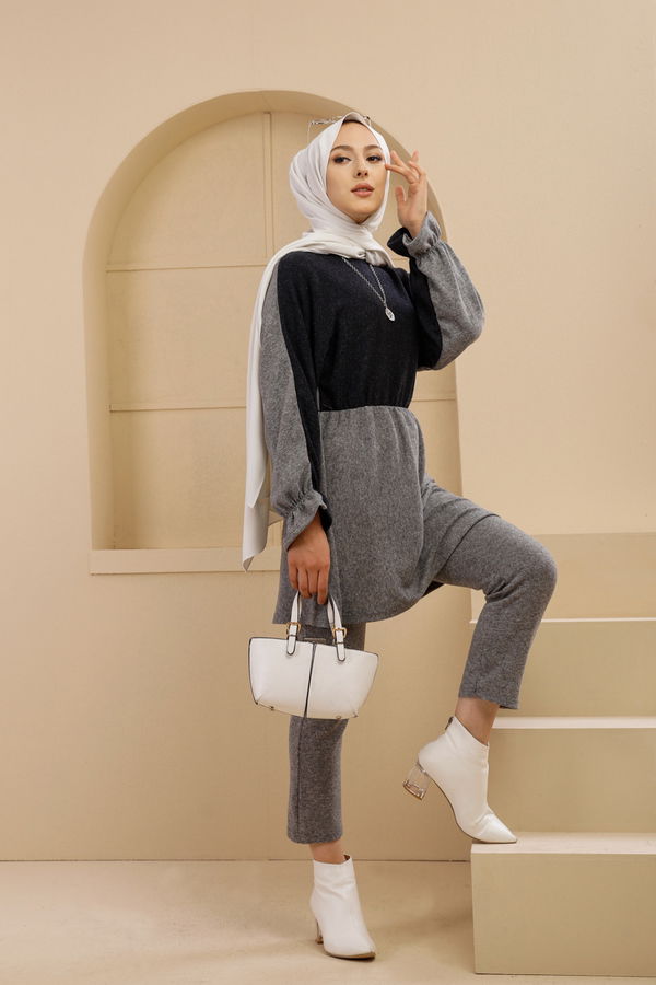 Düz Bisiklet Yaka Kadın Lacivert 5282 TUNIK - 5282 LACİVERT