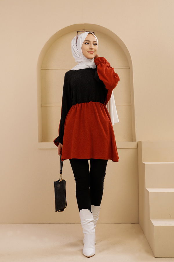 Düz Bisiklet Yaka Kadın Siyah 5282 TUNIK - 5282 SİYAH