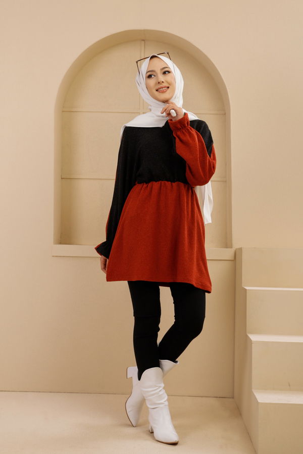Düz Bisiklet Yaka Kadın Siyah 5282 TUNIK - 5282 SİYAH