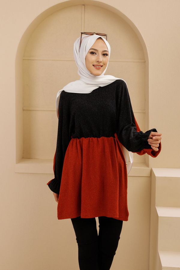 Düz Bisiklet Yaka Kadın Siyah 5282 TUNIK - 5282 SİYAH