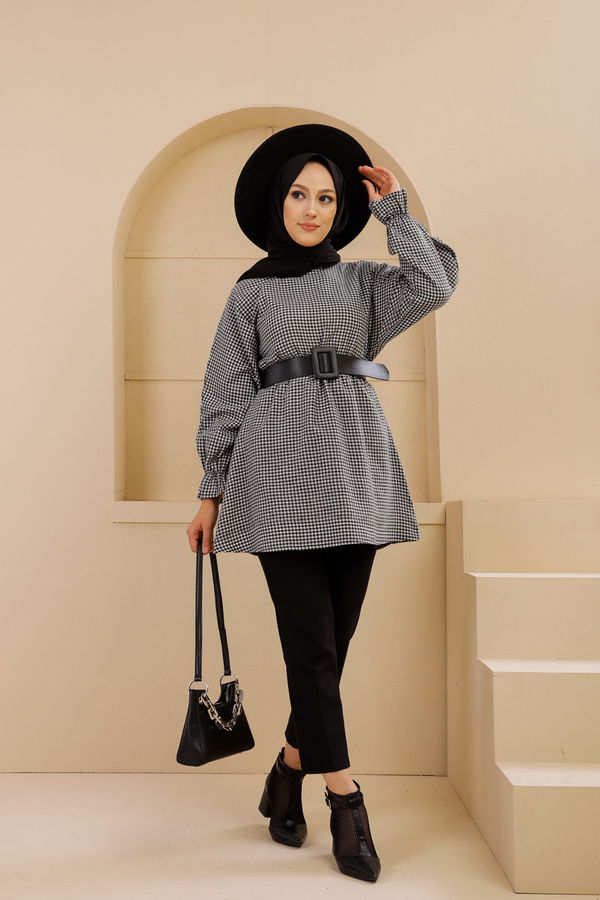 Düz Bisiklet Yaka Kadın Ekru 8632 YARASA KOL TUNIK - 8632 EKRU