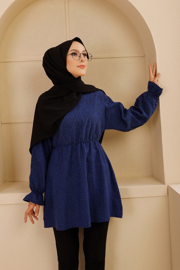 Düz Bisiklet Yaka Kadın Mavi 8632 YARASA KOL TUNIK - 8632 MAVİ