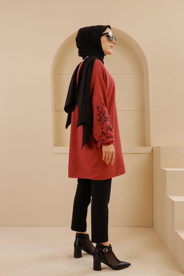 Düz Bisiklet Yaka Kadın Pembe TUNIK - 3357 PEMBE