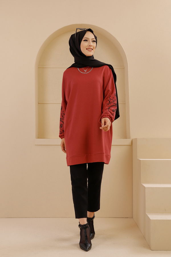 Düz Bisiklet Yaka Kadın Pembe TUNIK - 3357 PEMBE