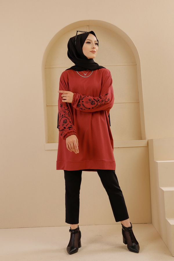 Düz Bisiklet Yaka Kadın Pembe TUNIK - 3357 PEMBE