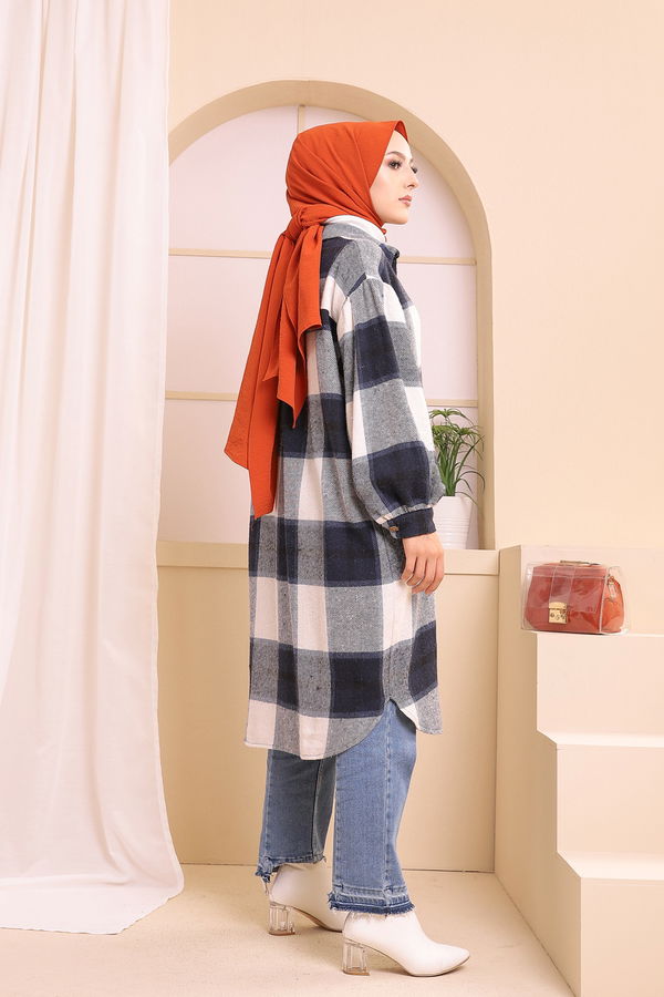 Düz Orta Kadın Lacivert Kase Kaban D1 SARI - 8636 - 8636 LACİVERT