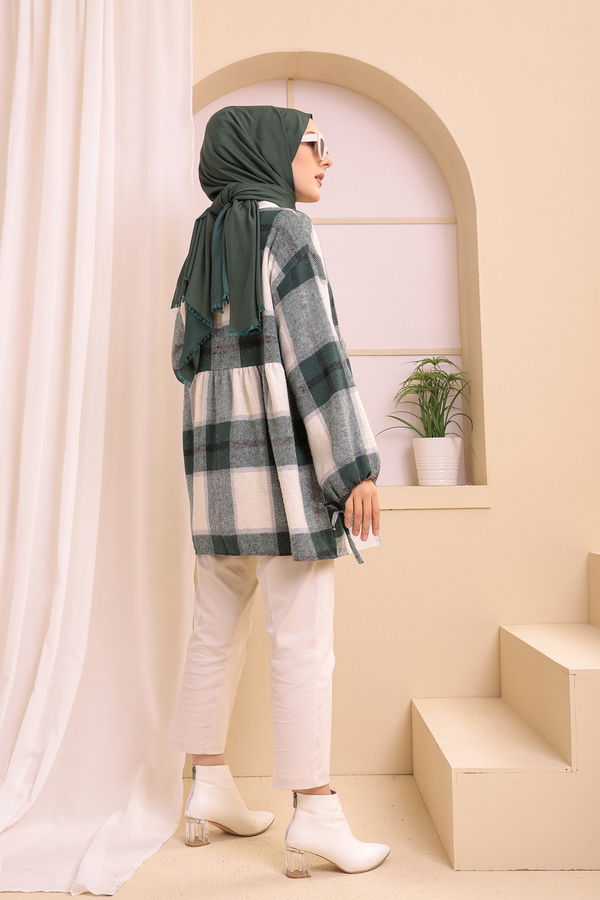 Düz Bisiklet Yaka Kadın Yeşil 13375 TUNIK - 13375 YEŞİL