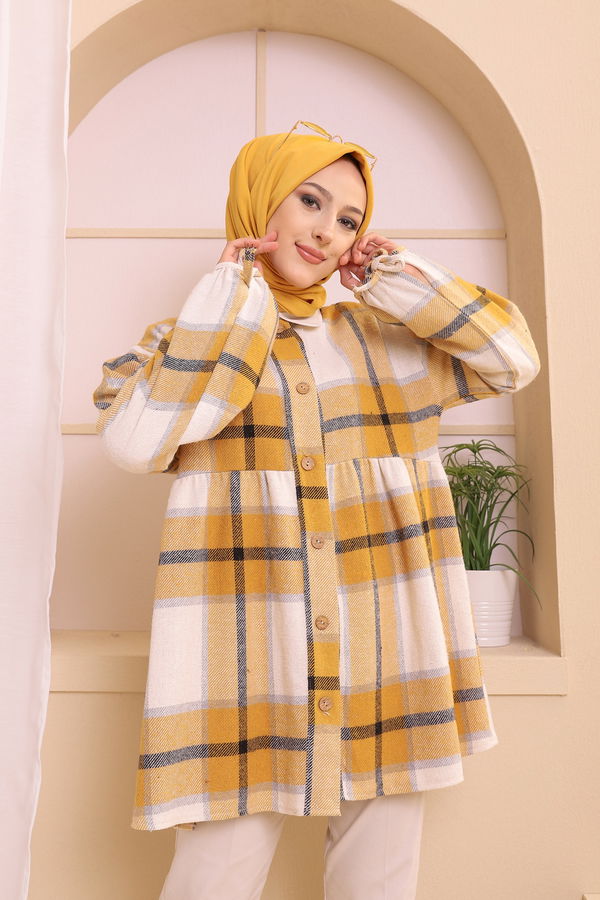 Düz Bisiklet Yaka Kadın Sarı 13375 TUNIK - 13375 Sarı