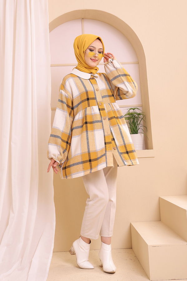 Düz Bisiklet Yaka Kadın Sarı 13375 TUNIK - 13375 Sarı
