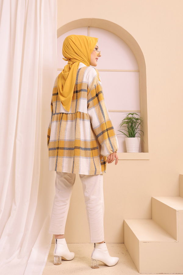 Düz Bisiklet Yaka Kadın Sarı 13375 TUNIK - 13375 Sarı