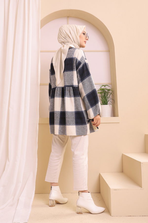 Düz Bisiklet Yaka Kadın Lacivert 13375 TUNIK - 13375 LACİVERT