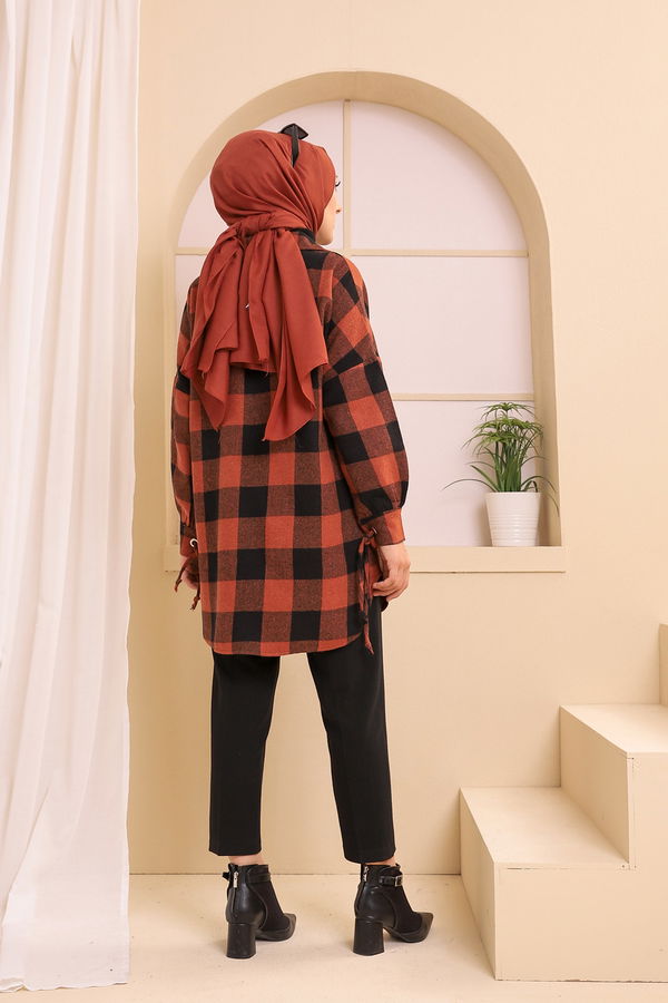 Düz Gömlek Yaka Kadın Kiremit 3380 TUNIK - 3380 KİREMİT